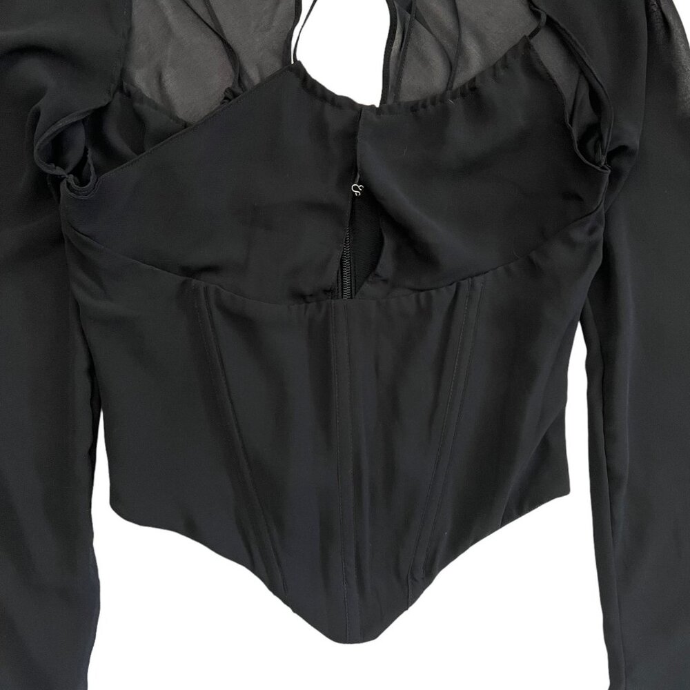 House of CB Black Sheer Sleeve Blouse - Picture 7 of 16